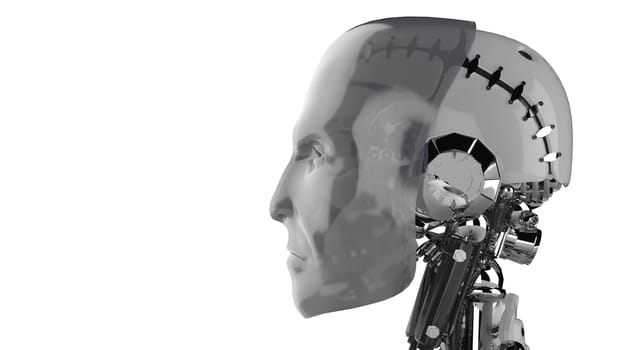 Cyborg Head Silver - Side View