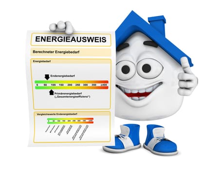 Small 3D House Blue - Energy Performance Certificate Concept 1