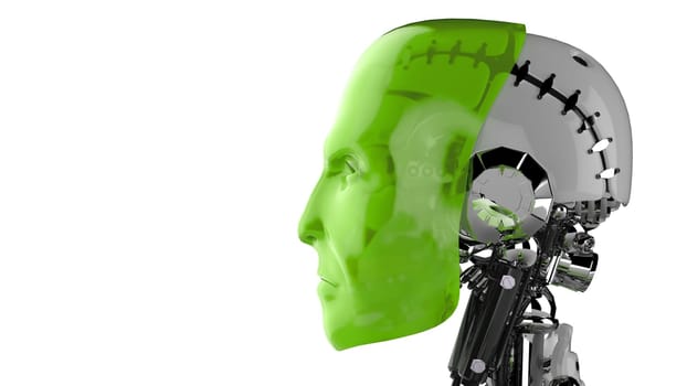 Cyborg Head Green - Side View
