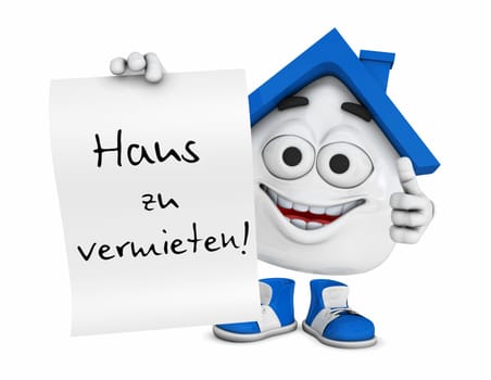 Small 3D House Blue - House for Rent!