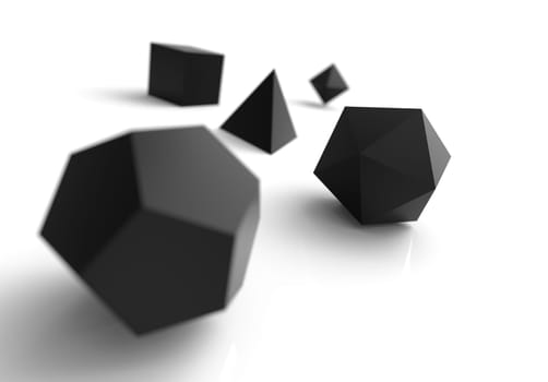 Platonic Solids in 3D - Classy Black