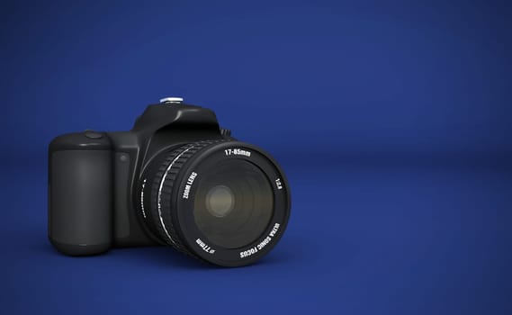 DSLR Full Frame - Digital SLR Camera Black on Blue