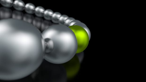 Silver and green on black - 3D ball focus 8