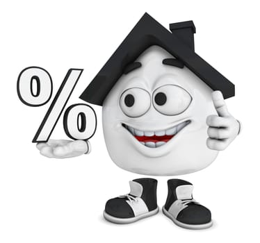 Small 3D House Black - Percent Symbol