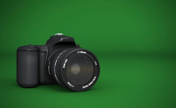 DSLR Full Frame - Digital SLR Camera Black on Green