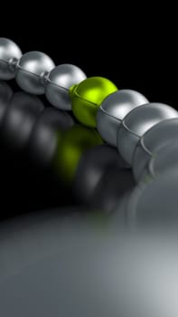 3D balls in a row green silver