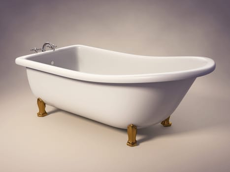A cast-iron standing bathtub on white with clipping path included.