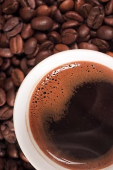 White coffee cup close up