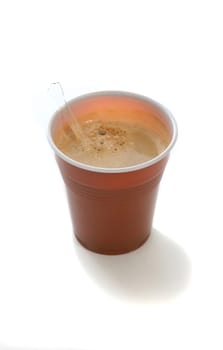 Plastic coffee cup isolated on white background