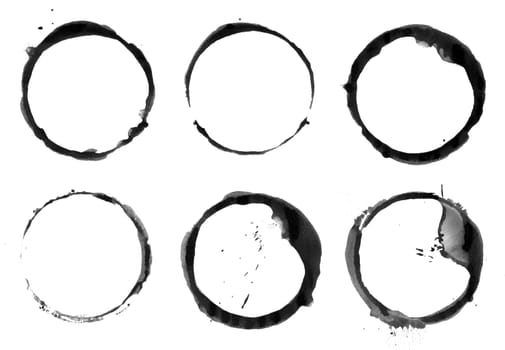 Coffee cup stains made with black ink. Scanned at high res.