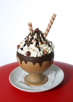 Hazelnut ice cream cup dessert