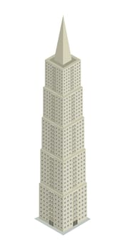 Isometric drawing of a skyscraper against white