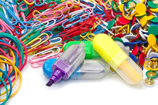 a group of Office tools on white background