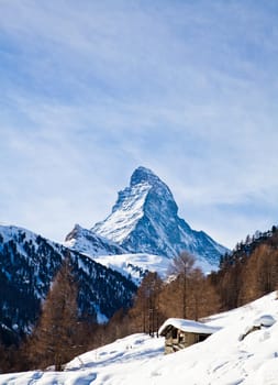 Landscape of the mountains covered with snow. Snowy Mountain.