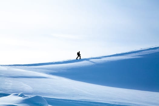 Landscape of the mountains covered with snow. Snowy Mountain.