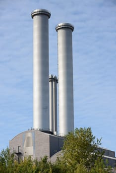 Combined heat and power station, in Berlin-Mitte at the river Spree, Germany.