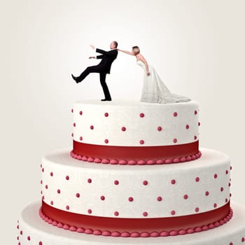 gromm try to escape from wedding cake topper