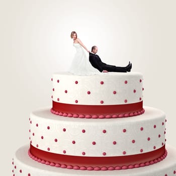 gromm try to escape from wedding cake topper