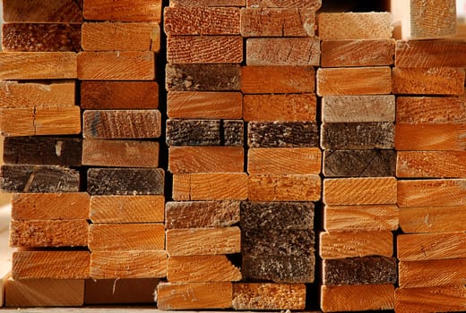 Wooden boards stacked in carpentry