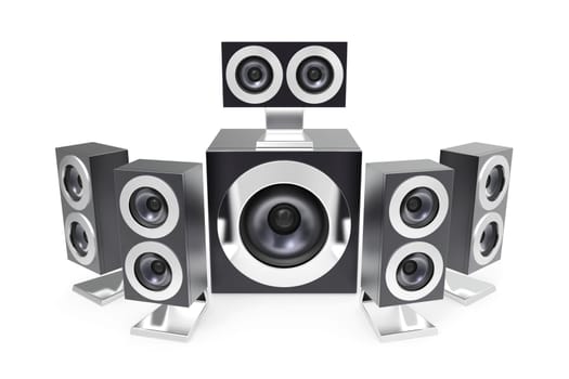 5.1 surround system on white background