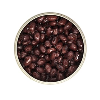 Can of black beans isolated from above.