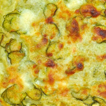 Detail of courgettes (zucchini) omelette vegetarian food