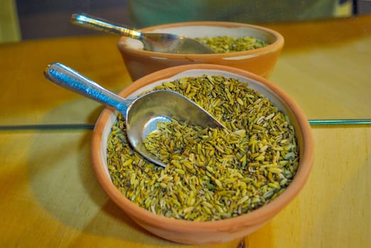 Fennel seeds useful as a spice in traditional mediterranean cuisine