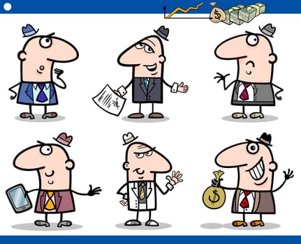 Cartoon Illustration of Funny Men or Businessmen Characters Set