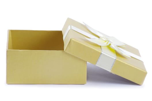 Christmas box gifts with satin bow isolated on white background