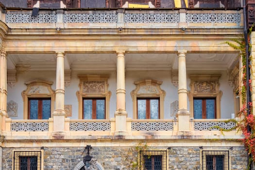 Detail of the exterior of Peles Castle, Romania.