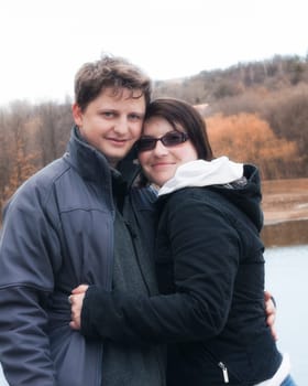 Young caucasian couple enjoying a spring day together outdoor.