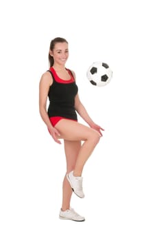 Young woman playing soccer
