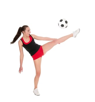 Young woman with soccer ball