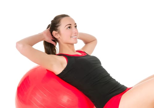 Woman with exercise ball