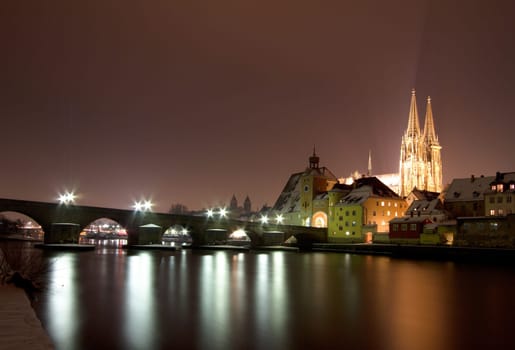 Stone Bridge and Cathedral in Regensburg