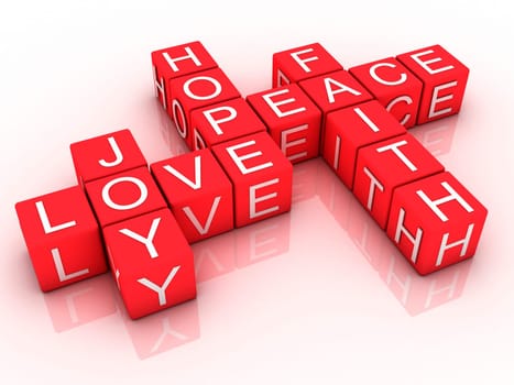 3D words of faith, hope and love