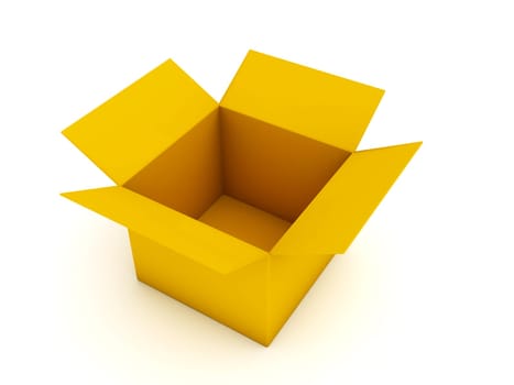 Empty cardboard box isolated on white background.