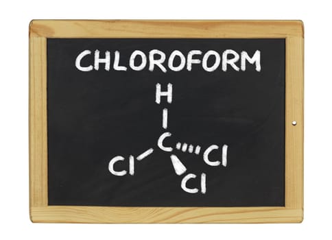 chemical structural formula of chloroform on a slate