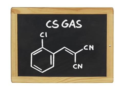 chemical structural formula of CS gas on a slate