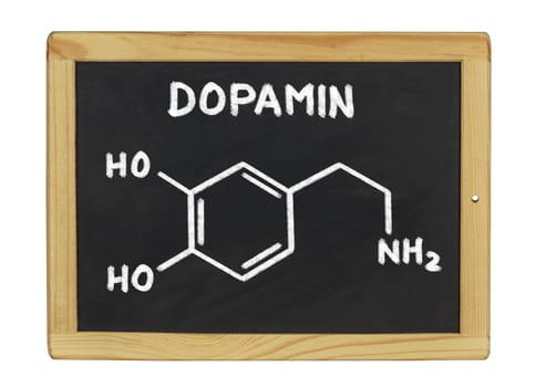 chemical structural formula of dopamine on a slate