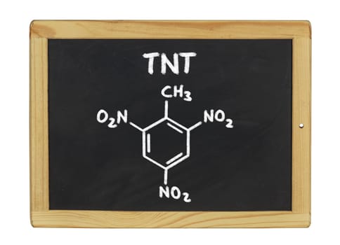 Chemical structural formula of TNT on a slate