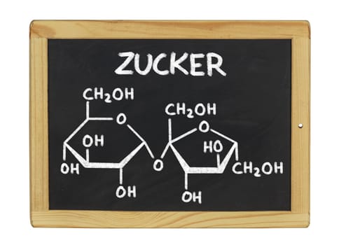 chemical structural formula of sugar on a slate