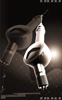Digital illustration of Micro motor dental polisher in colour background