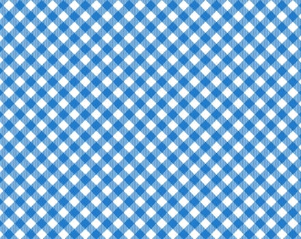 Checkered tablecloth with diagonal pattern in white and blue