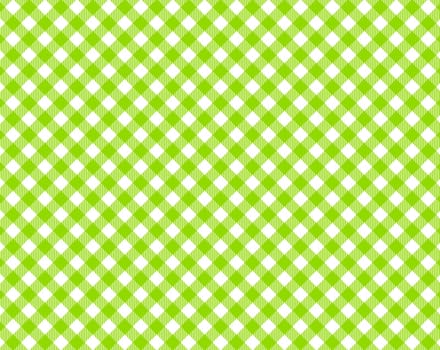 Checkered tablecloth with diagonal pattern in white and green