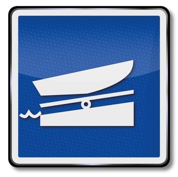 Navigation sign Launch boat via ramp
