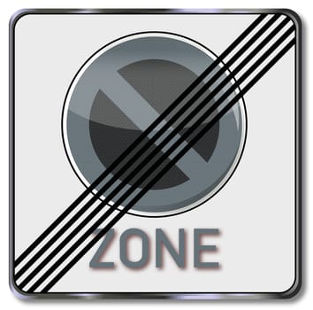 Road sign no parking zone end