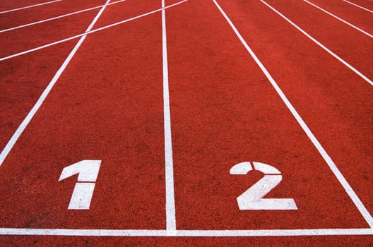 Racetrack in stadium, a close up