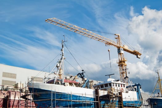 The ship in repair dock