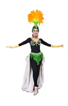 cabaret dancer isolated on a white background